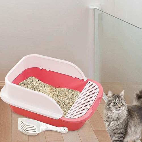 Miniatura 6 de Bothyi Cajas de arena para gatos de interior con spray y escudo de dispersión, caja de arena alta para gatos con cuchara, bandeja de arena para