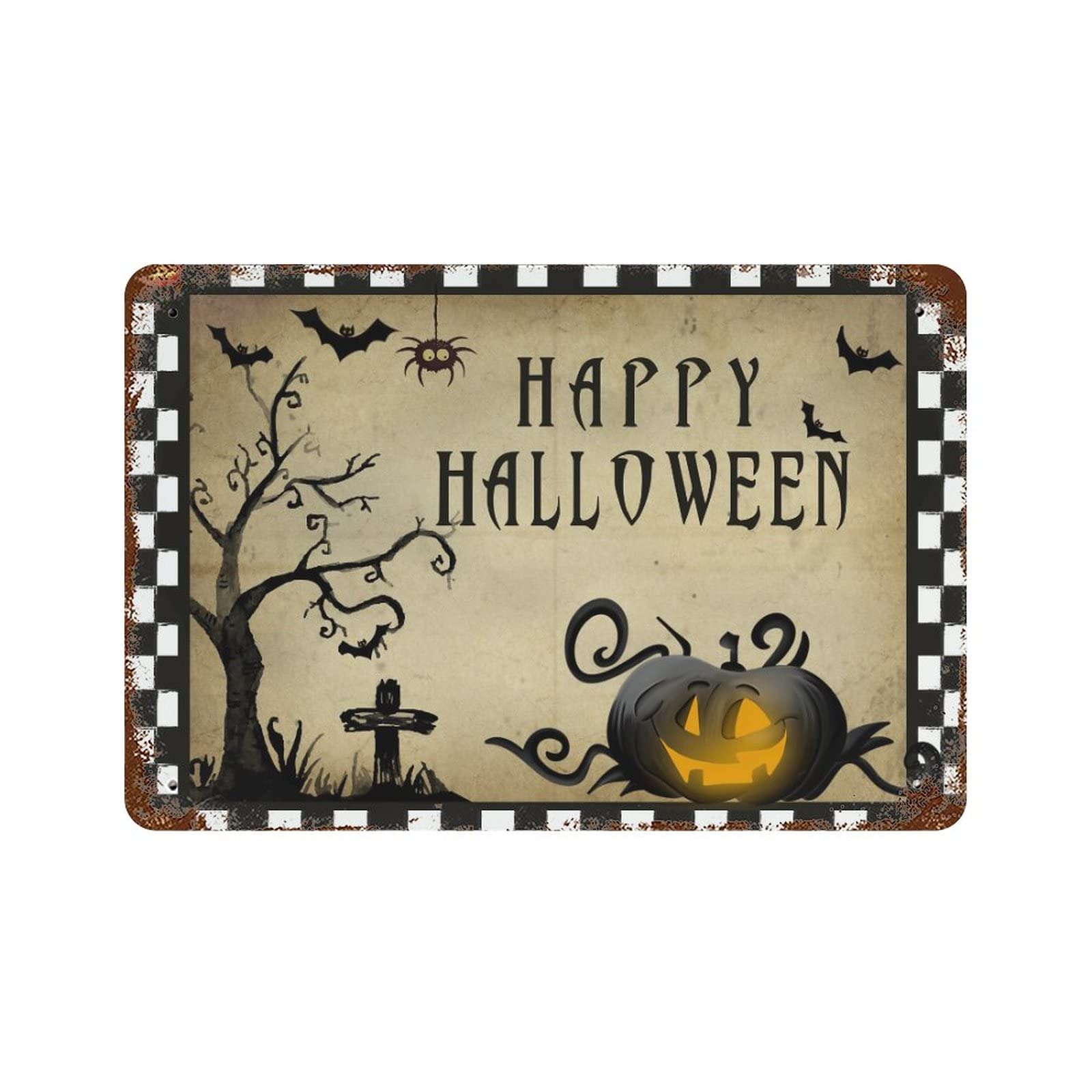 Panneau citrouille effrayant Happy Halloween pour embellir votre entrée