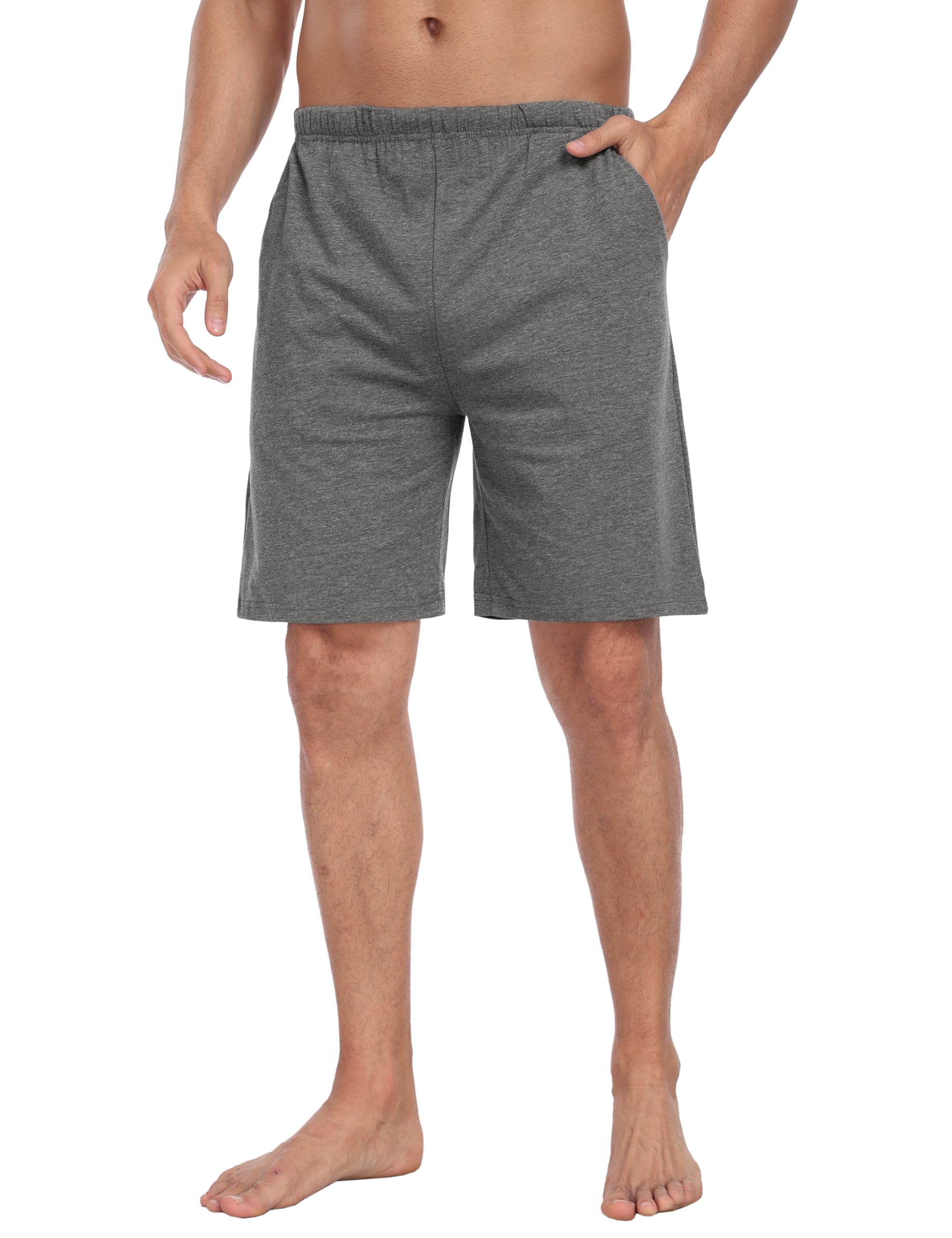 JINSHI Bas de Pyjama Homme Short Pyjama Coton Doux Short de Nuit Décontracté Pantalon de Pyjama Court Taille Elastique avec Poches