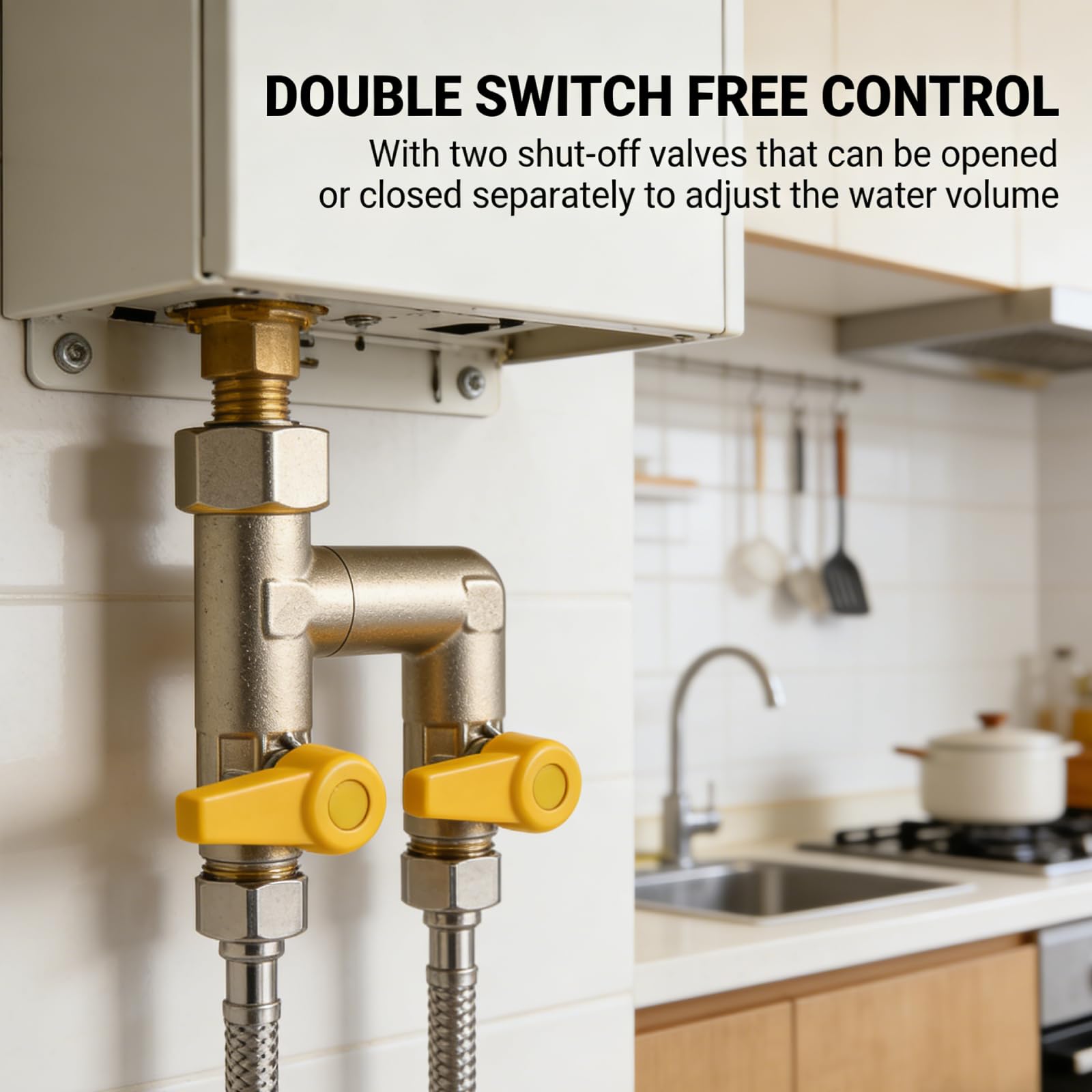 Vanne RéPartiteur 2 Voies, 1/2" Vanne De Gaz Distributeur 2 Voies En H Avec 2 Robinet D'ArrêT, Raccord Vannes De Commutation Robinet Inverseur Diviseur De Tuyau Pour Douche, Lave-Linge, Arrosage