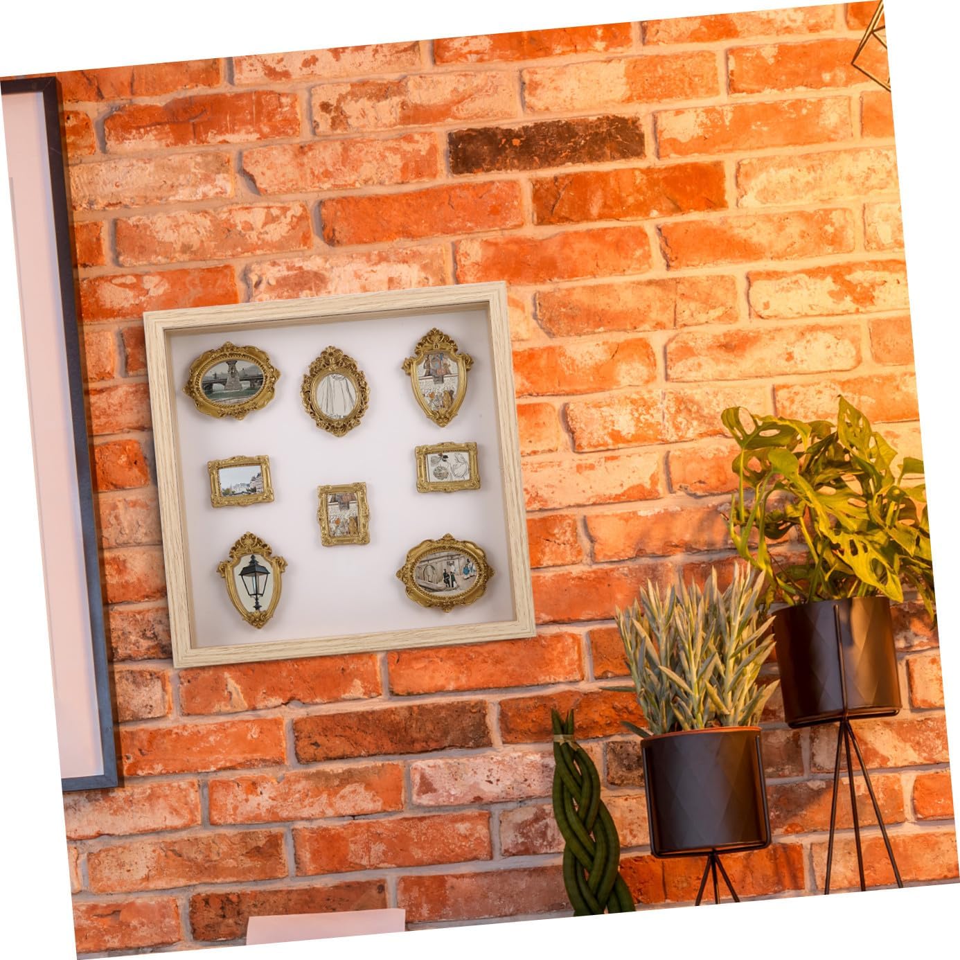 1 Set DIY Museum Shadow Box with Miniature Frame - Retro Resin Picture Frame Display Case DIY Silhouette Box for Anniversary Wedding Birthday Style 2