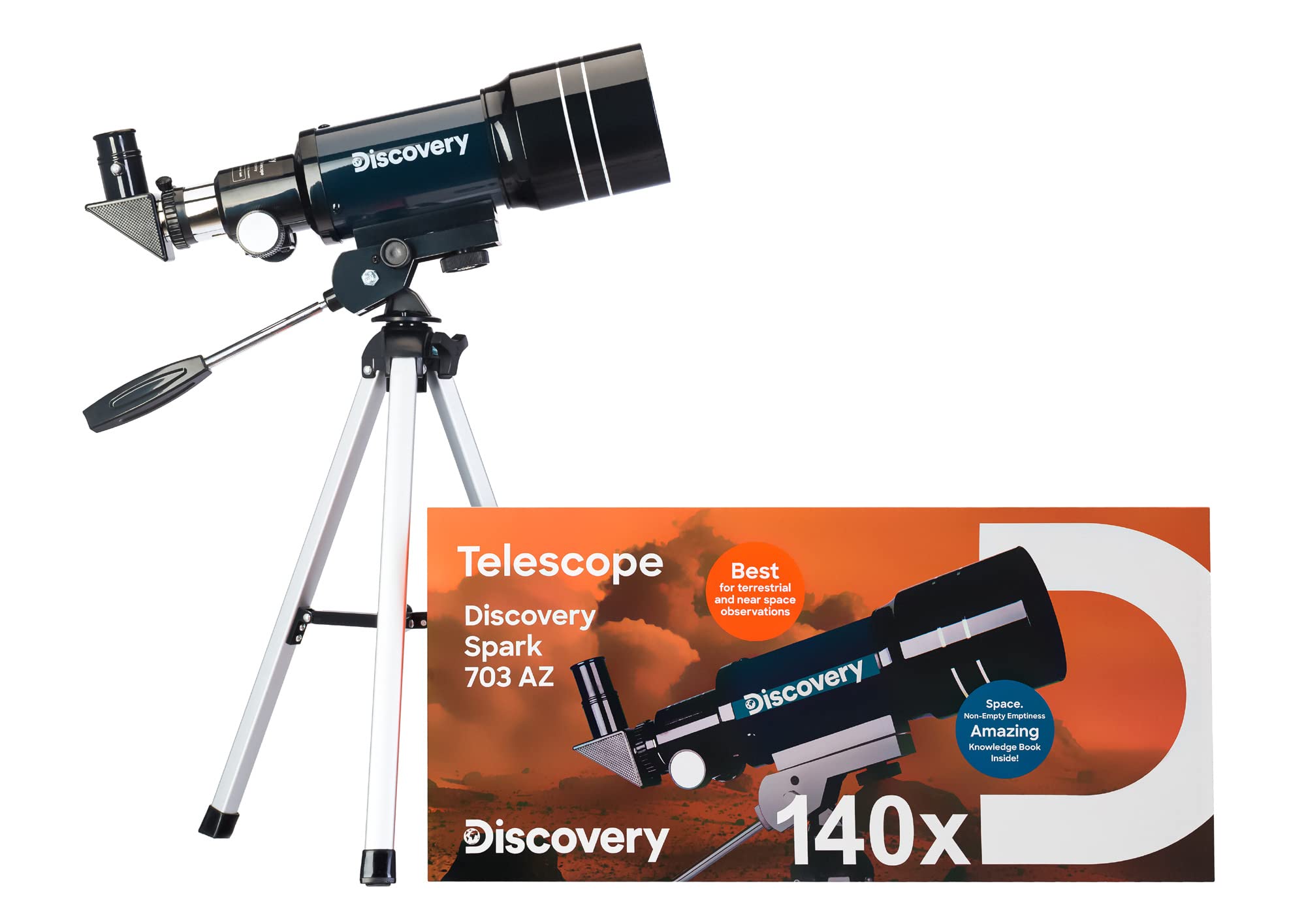 Telescopio Discovery Spark 703 AZ con libro in Italiano | Facile da Usare, Montatura AZ, Ideale per Luna, Pianeti e Osservazioni Terrestri, сon Accessori Inclusi e Libro in Italiano