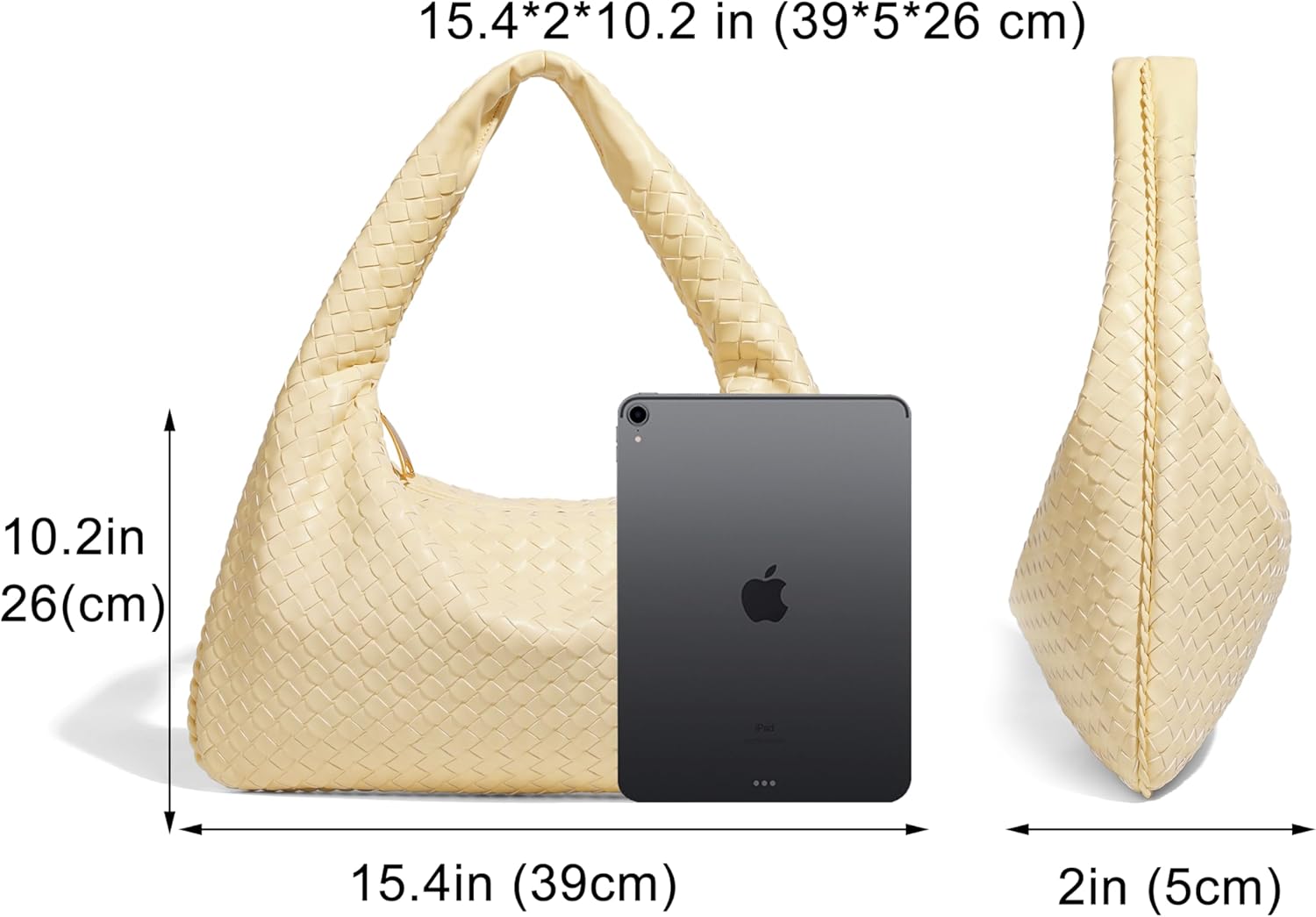 Rejolly Woven Hobo Bag for Women Leather Shoulder Tote Handbag Trendy Purse