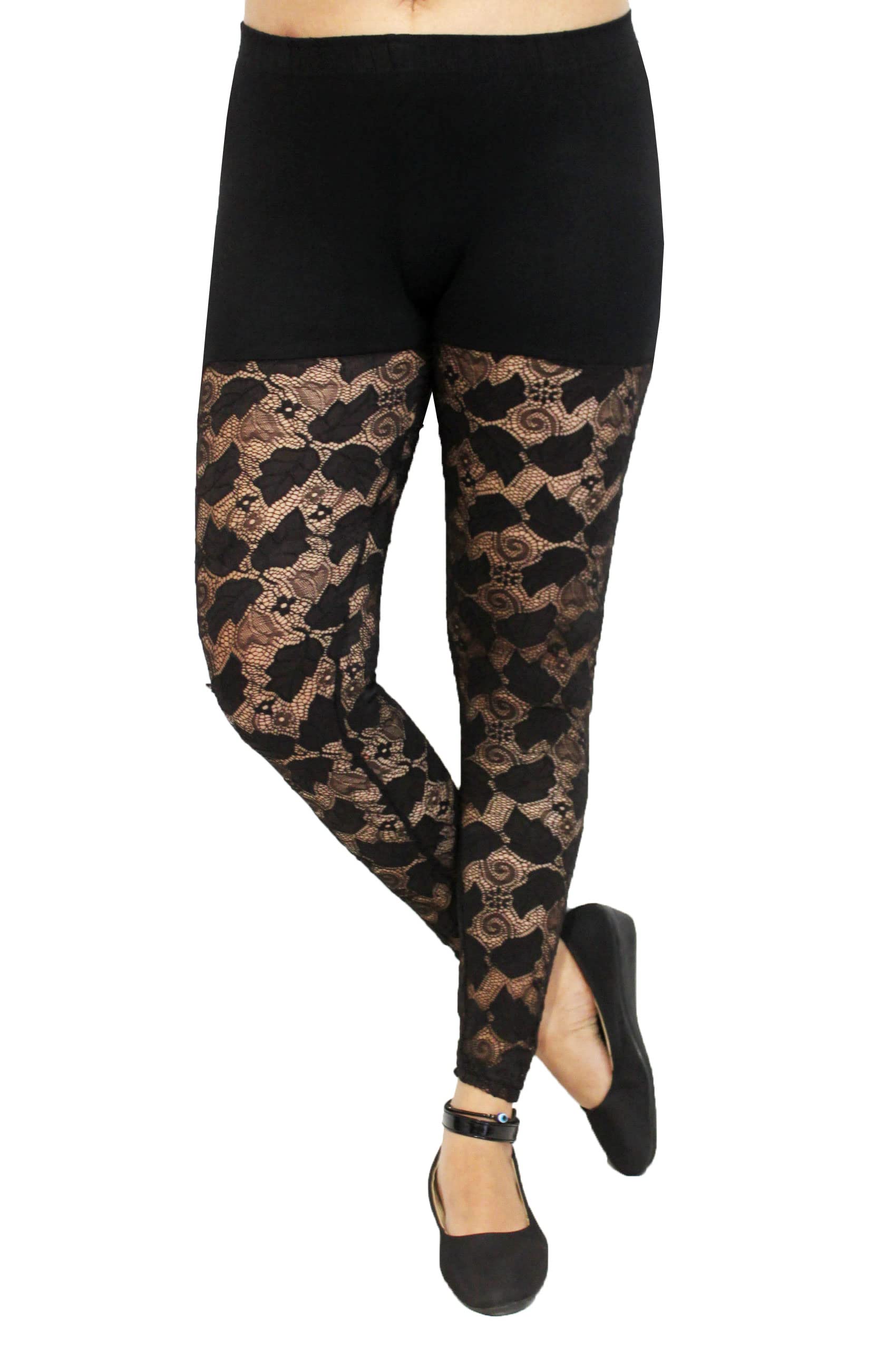 GenericPINKSHELL Women’s Straight Fit Designer Full lace Ankle Length Legging/Elegant Women Solid viscou Lycra Super Quality Sexy net Keeps You Look hot, Fancy/Elegant Legging-image-13