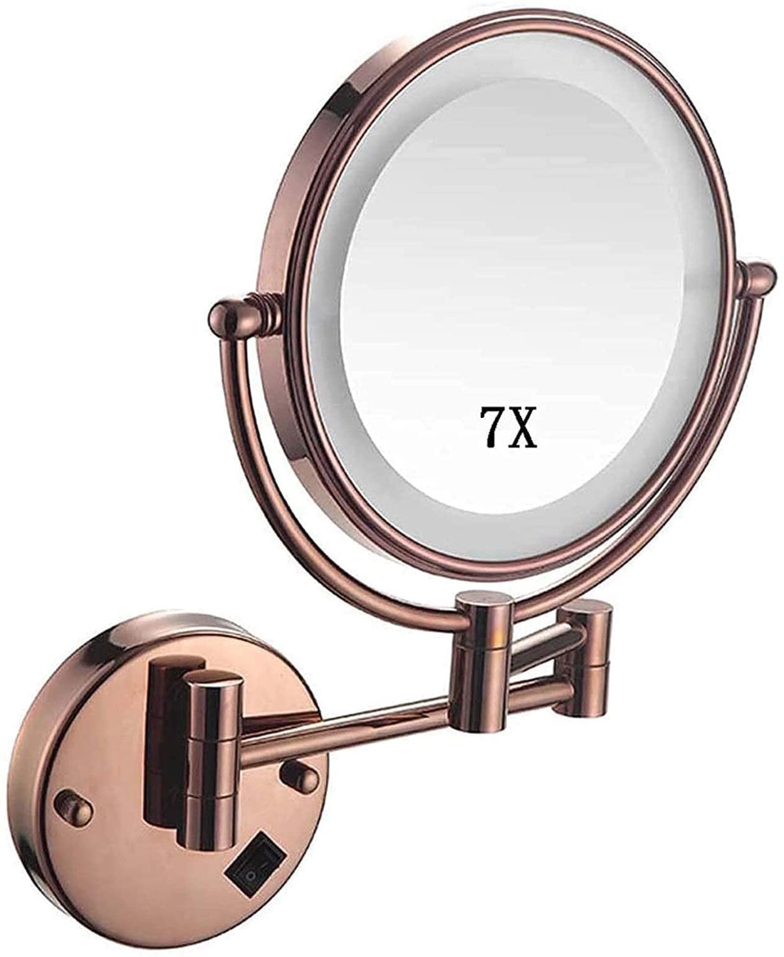 Miroir de maquillage grossissant 7X mural avec finition double face ronde