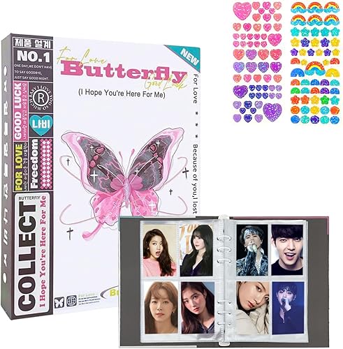 Kpop - Carpeta para tarjetas fotográficas Kpop sin PVC, carpeta A5 Kpop para tarjetas fotográficas, 200 bolsillos, gran capacidad, A5, 6 anillas,