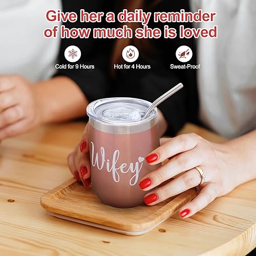 Miniatura 7 de Juego de regalo de aniversario para ella  Juego de regalo para esposa, esposa con corazón grabado de cristal, rosa sumergida en oro de 24 quilates,