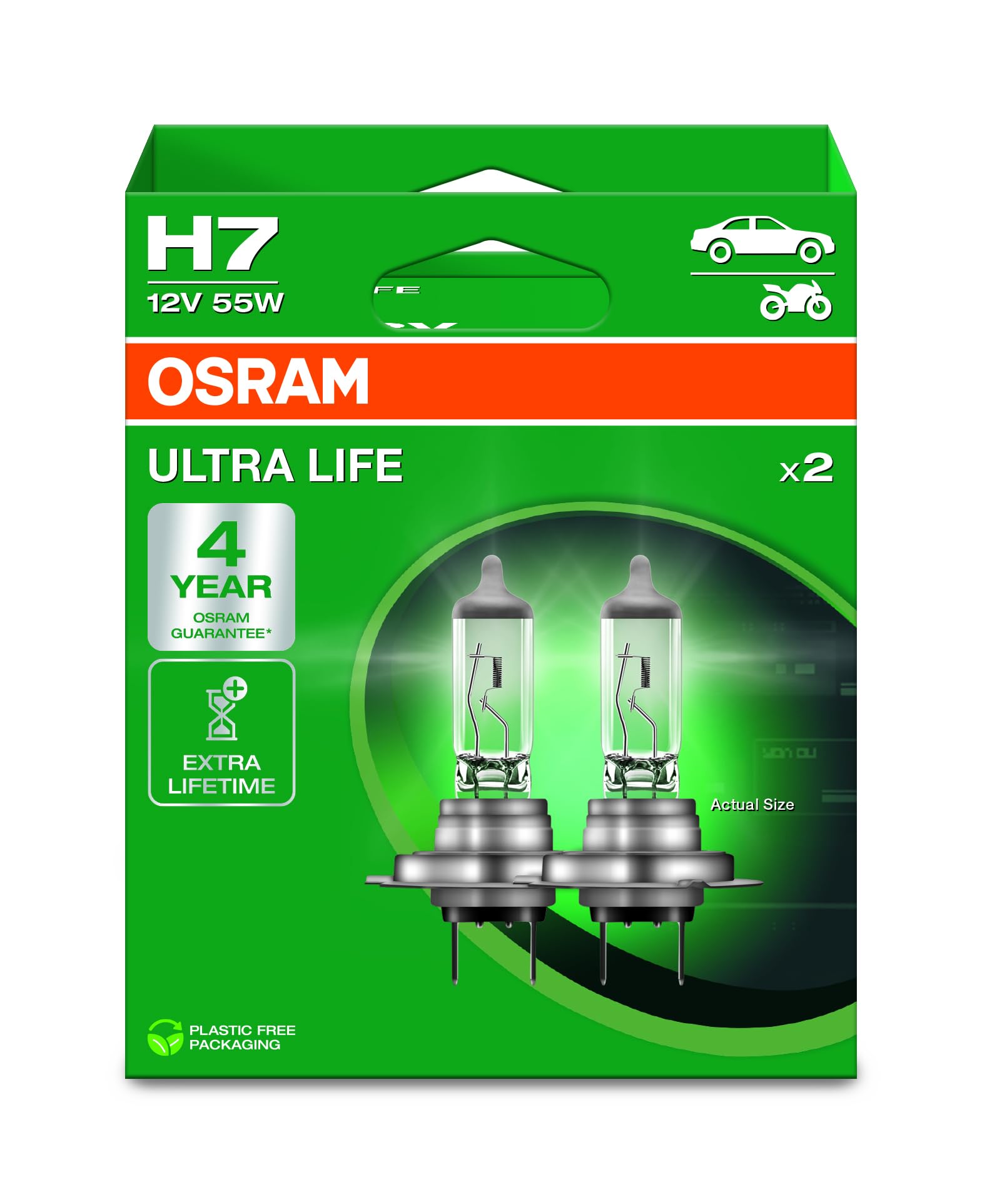 OSRAM ULTRA LIFE, H7, lámparas halógenas para faros, caja plegable colgante (2 lámparas) — view 2