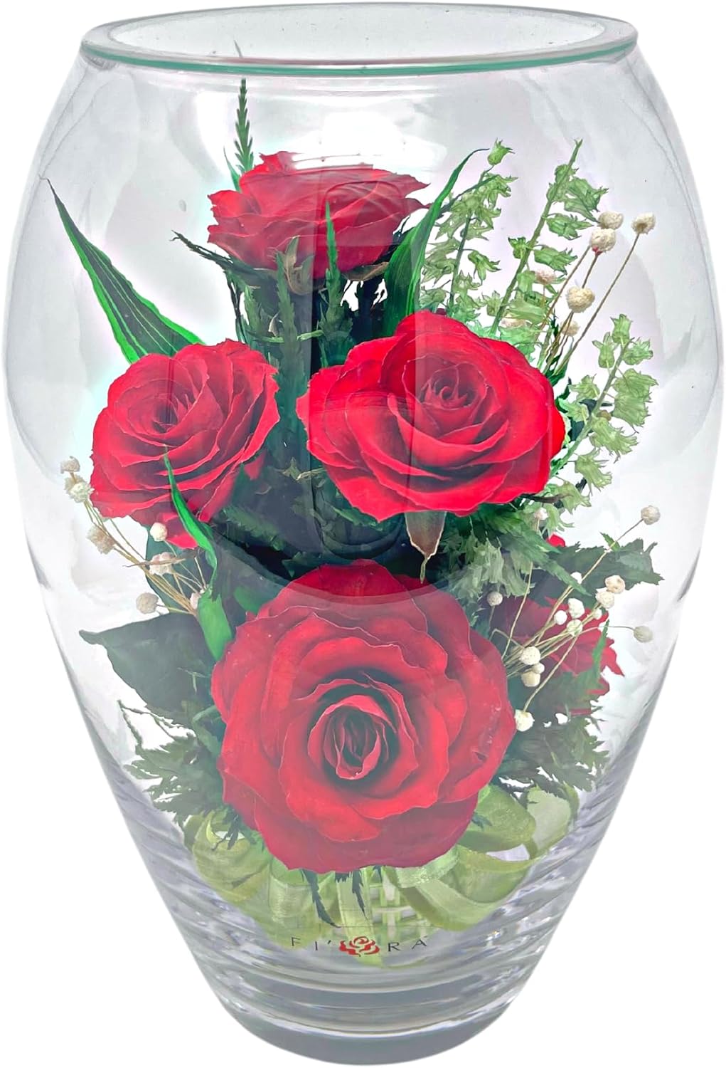 Fiora Flower | Long Lasting Real Roses in a Sealed Vase | Lasts up to 5 Years | Unique Present Gift