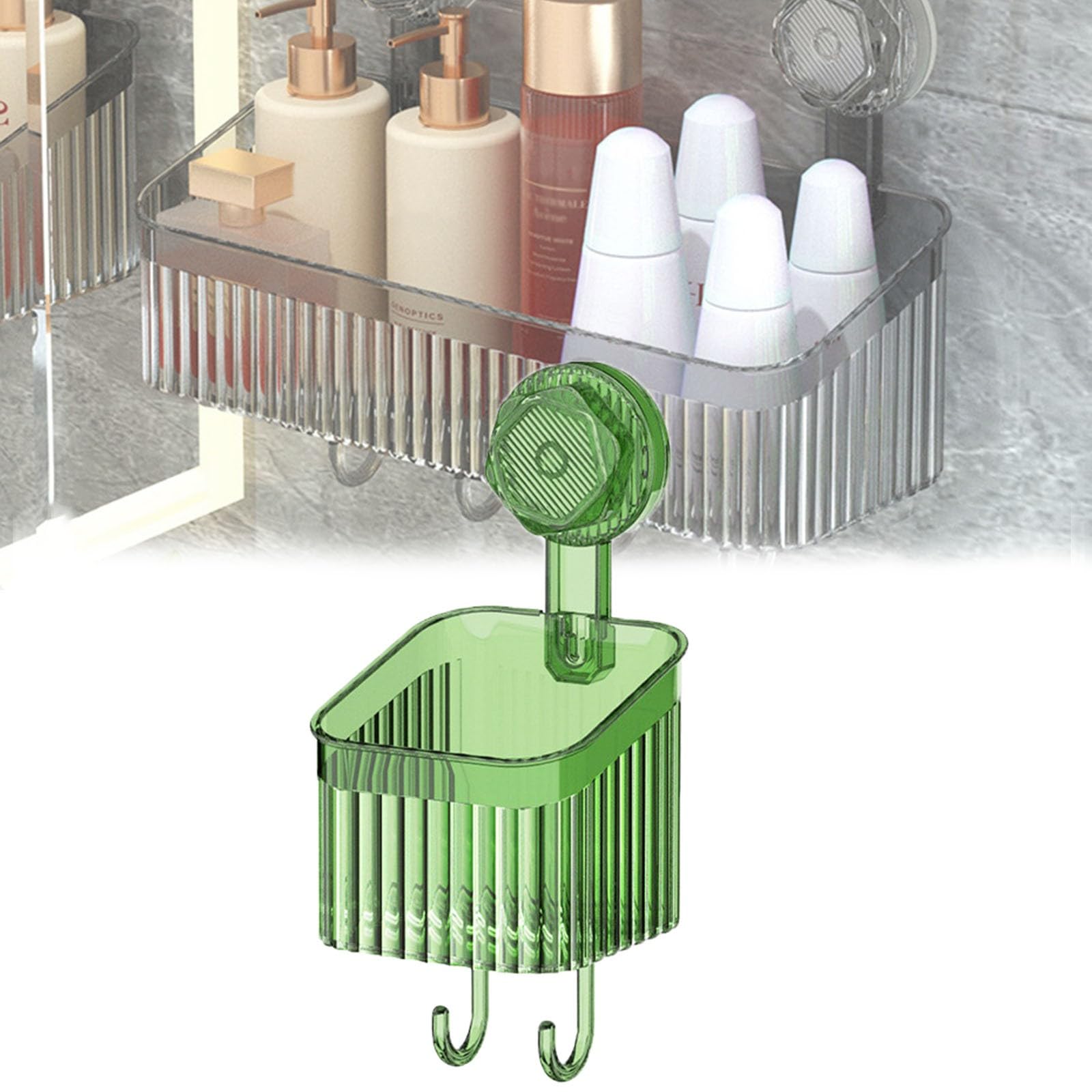 Shower Caddy Suction Cup Storage Rack Drill-Free Removable Clear Wall Caddy New Glacier Pattern Shower Shelves and Hooks