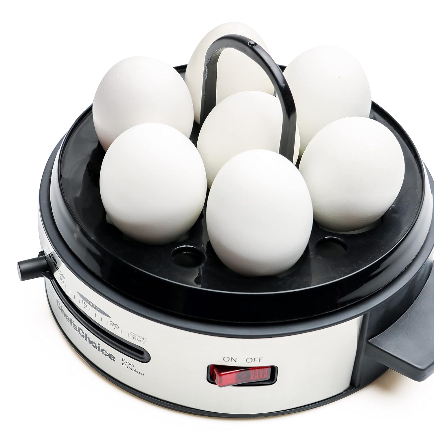 Chef'sChoice Automatic Electric Egg Cooker 7-Egg Capacity with Electronic Timer, Audible Signal & Nonstick Stainless Steel Design Hard-or Soft-Cook 7 or 3 Poached or Scrambled, 350-Watts, Metallic, view 5