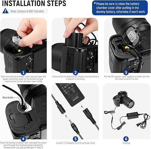 Vista 3 de NEEWER Batería ficticia con adaptador de corriente de repuesto para EP-5B/EN-EL15, fuente de alimentación compatible con Nikon Z5 Z6 Z7 Z6II Z7II