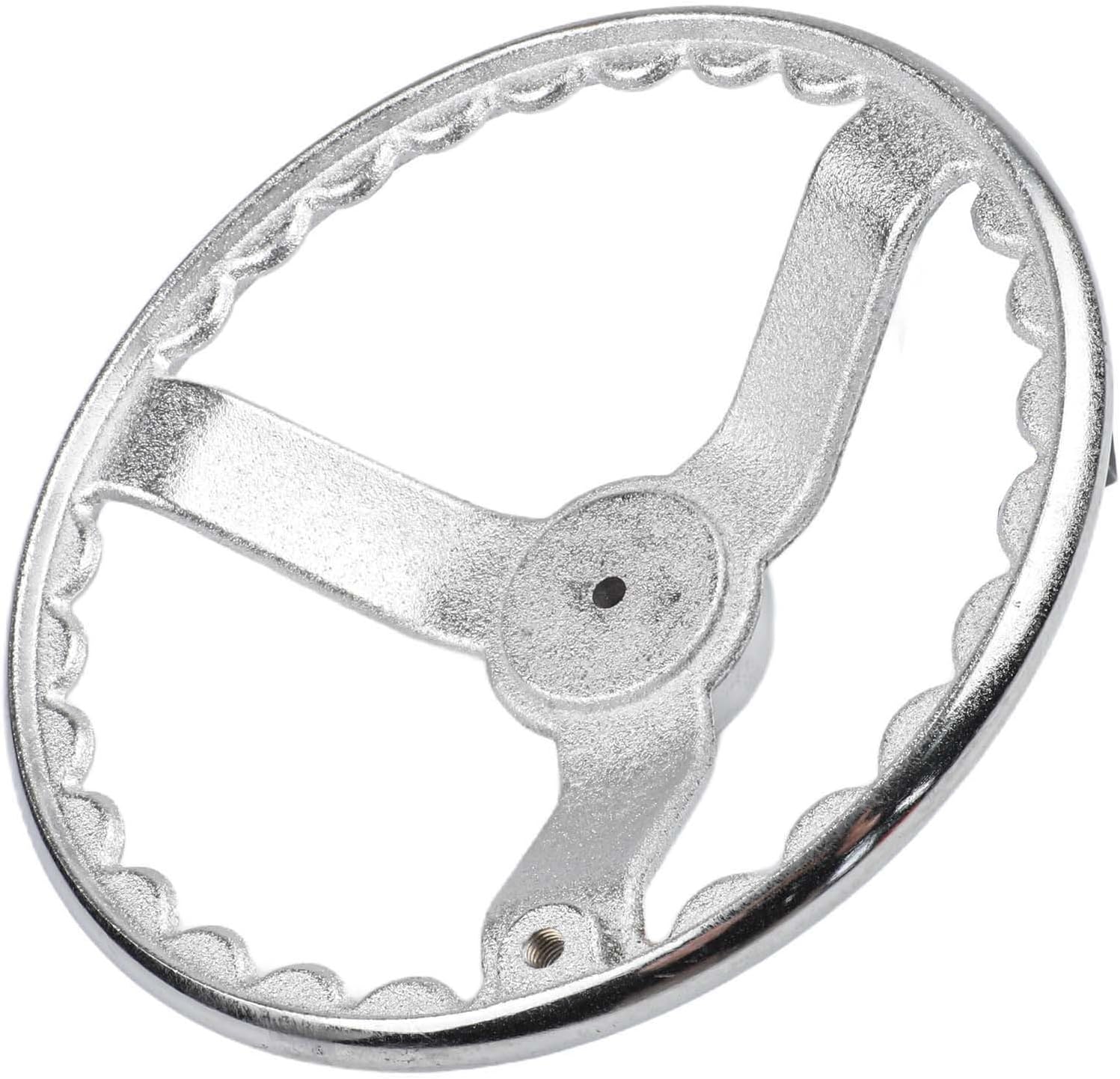 Chrome Plated Cast Iron 3-Spoke Handwheel for Machinery and Equipment, Corrugated Inner Rim, Round Mechanical Control Wheel(8 Inch)