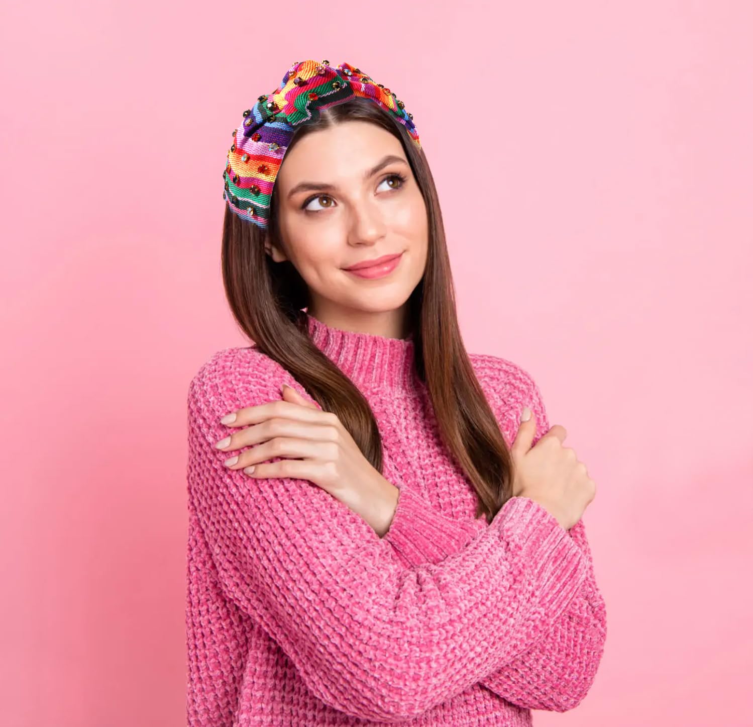 Mexican Embroidered Fabric Headband Party Accessories Stylish Fiesta Wear Twine and Love | Mexican Floral Beaded Knot Headband  main image 4