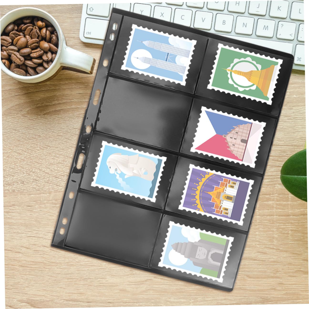Raccoglitore Francobolli e Album Trasparente per Collezionisti, 10 Fogli Pvc Doppia Faccia per Conservazione Monete e Foto, Supporto Organizer per Filatelia e Collezioni