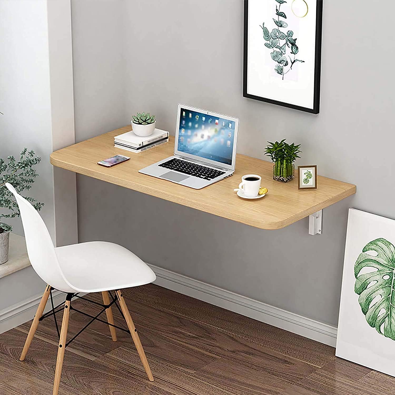 Solid Wood Folding Table,Wall-Mounted Computer Desk Learning Table,for Study Bedroom Bathroom Or Balcony