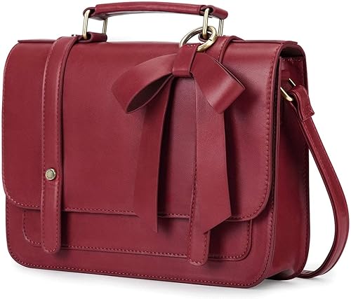 ECOSUSI Bolso cruzado pequeño estilo vintage, bolso de trabajo de cuero vegano con lazo desmontable