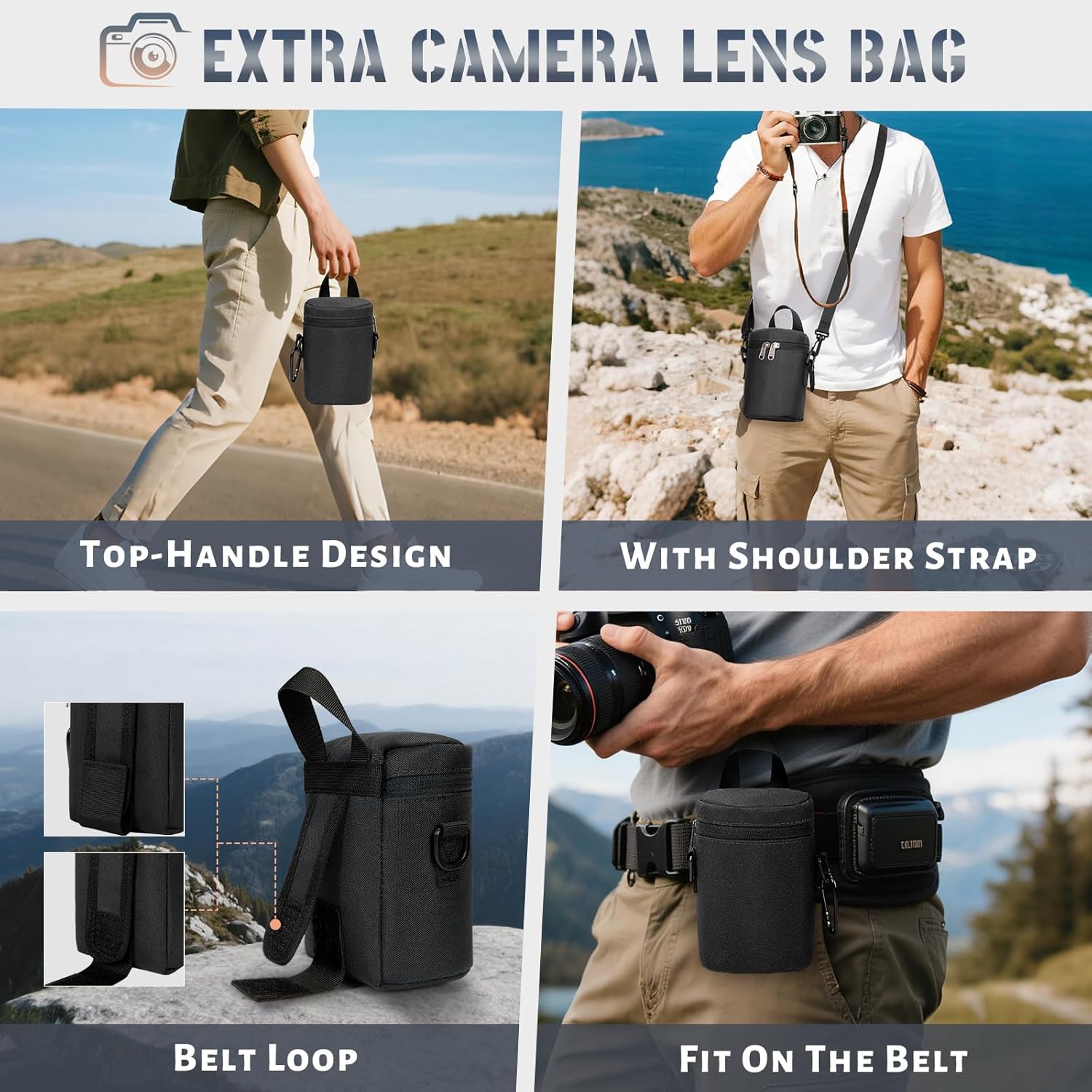 RAINSMORE Camera Backpack Hard Shell for DSLR/SLR Waterproof Camera Bag with Laptop Compartment 15.6 Inch Professional Camera Case with Rain Cover Photography Backpack Bag with Camera Lens Case Black - Image 6