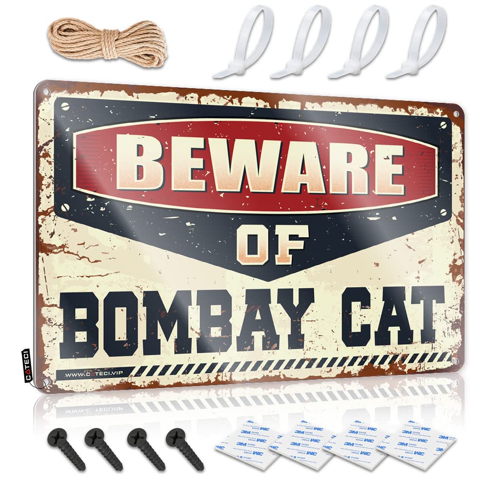 IBWNBBUSN Garage Decor For Men Beware Of Bombay Cat Tin Sign Funny Tin Metal Signs Funny Signs For Home Bar(30X40CM)