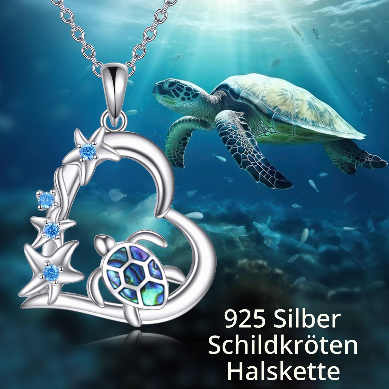 VONALA Ozean Halskette 925 Sterling Silber Seestern Herz Anhänger Ozean Strand Tierschmuck Geschenk für Frauen