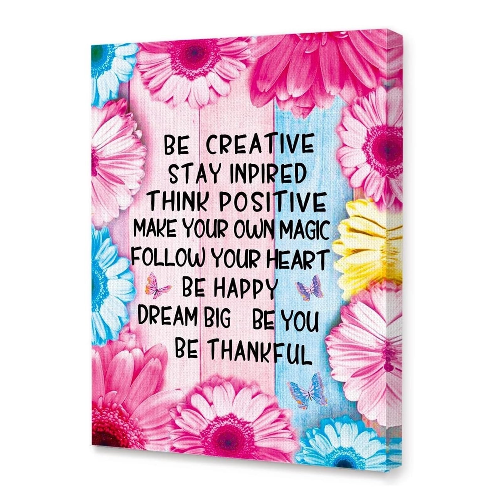 MDBJTCYZN Inspirational Wall-Art for - “Be Creative, Stay Inspired, Think ” Motivational Print - Playroom, Bedroom or School Decor(Framed,16x24inch(40x60cm))