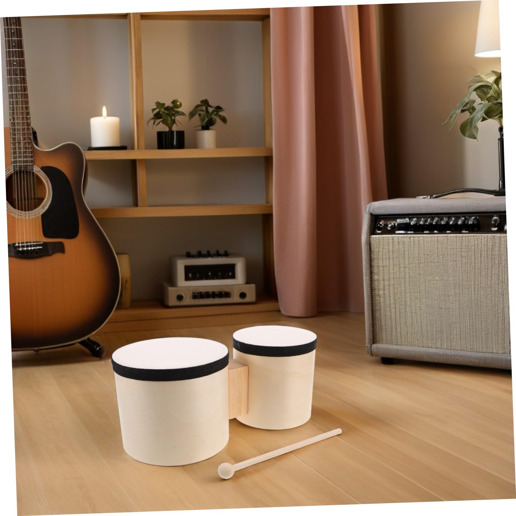 BESTonZON 1sets Bonghi Percussione Mano con Bacchette in Legno Strumenti Tamburo per Pratica Musicale e Attività Educative in Classe