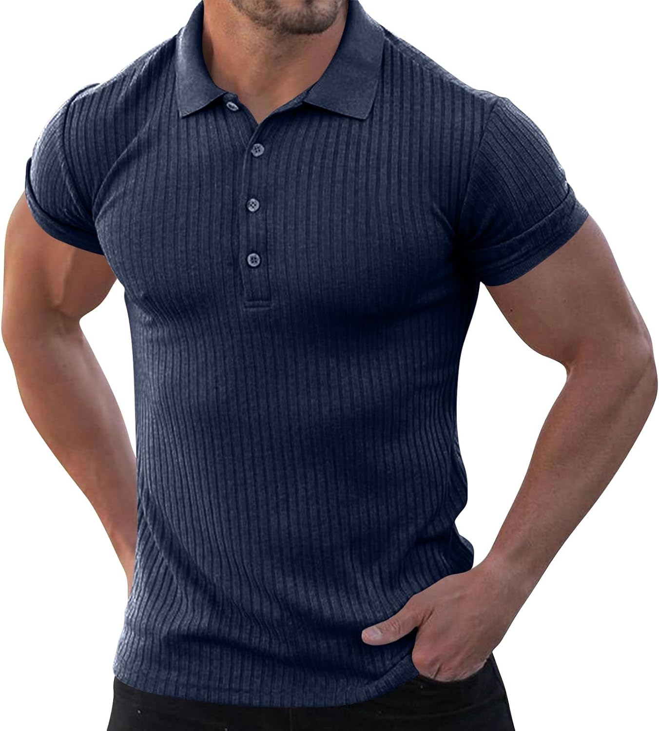 Ymosrh Mens Stretch Polo Shirts Short Sleeve Casual Formal Daily Golf Tennis Collar Shirts, S-5XL
