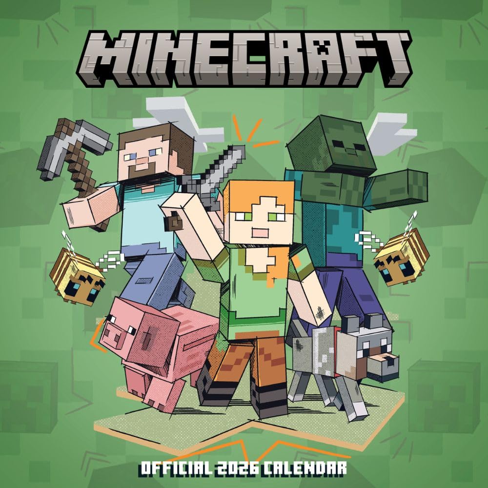 2026 CALENDAR MINECRAFT MONTH TO VIEW SQUARE WALL CALENDAR OFFICIAL PRODUCT