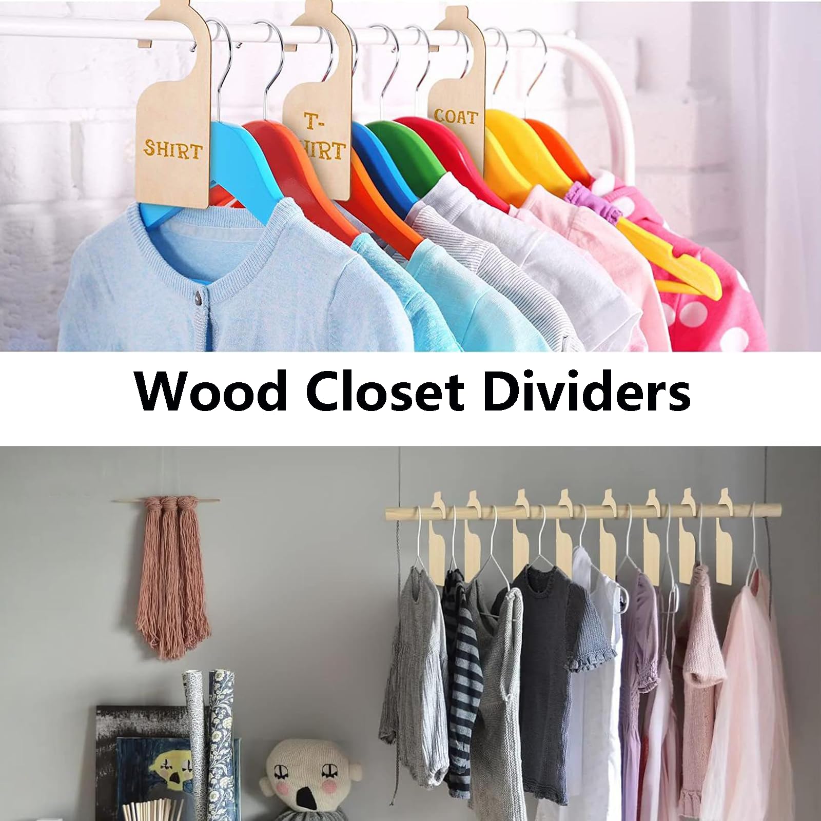 TopHomer 14 separadores de madera para armario, divisores de ropa reutilizables