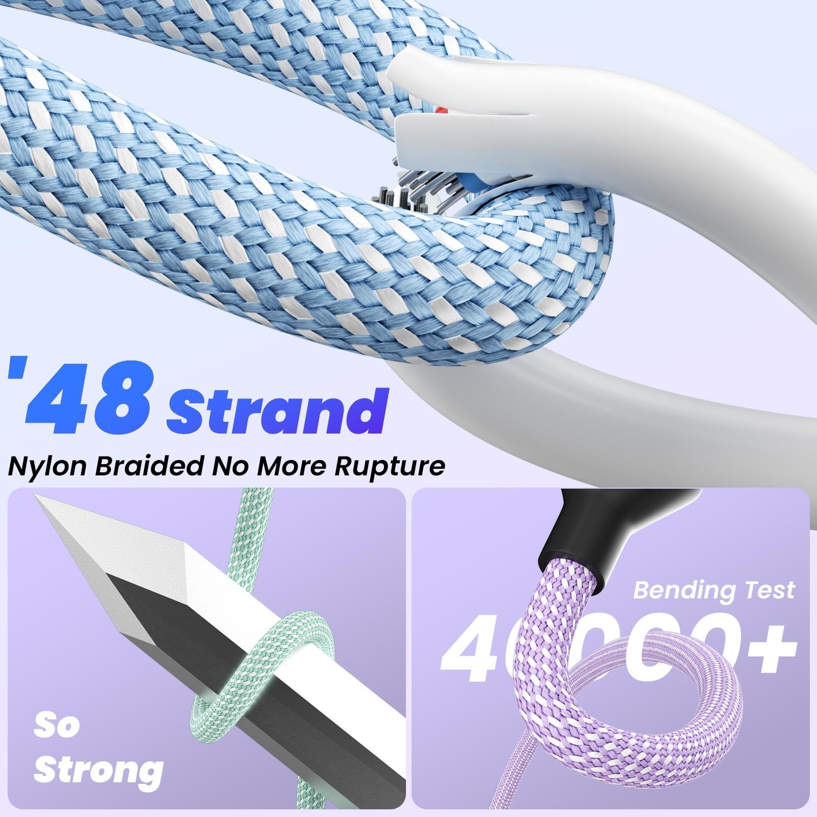 Cable de carga múltiple de dos puertos tipo C, cable USB 4 en 1, cargador de viaje para múltiples dispositivos con dos puertos tipo C/Micro/IP, [2 unidades/5 pies] esencial para todos los iPhone