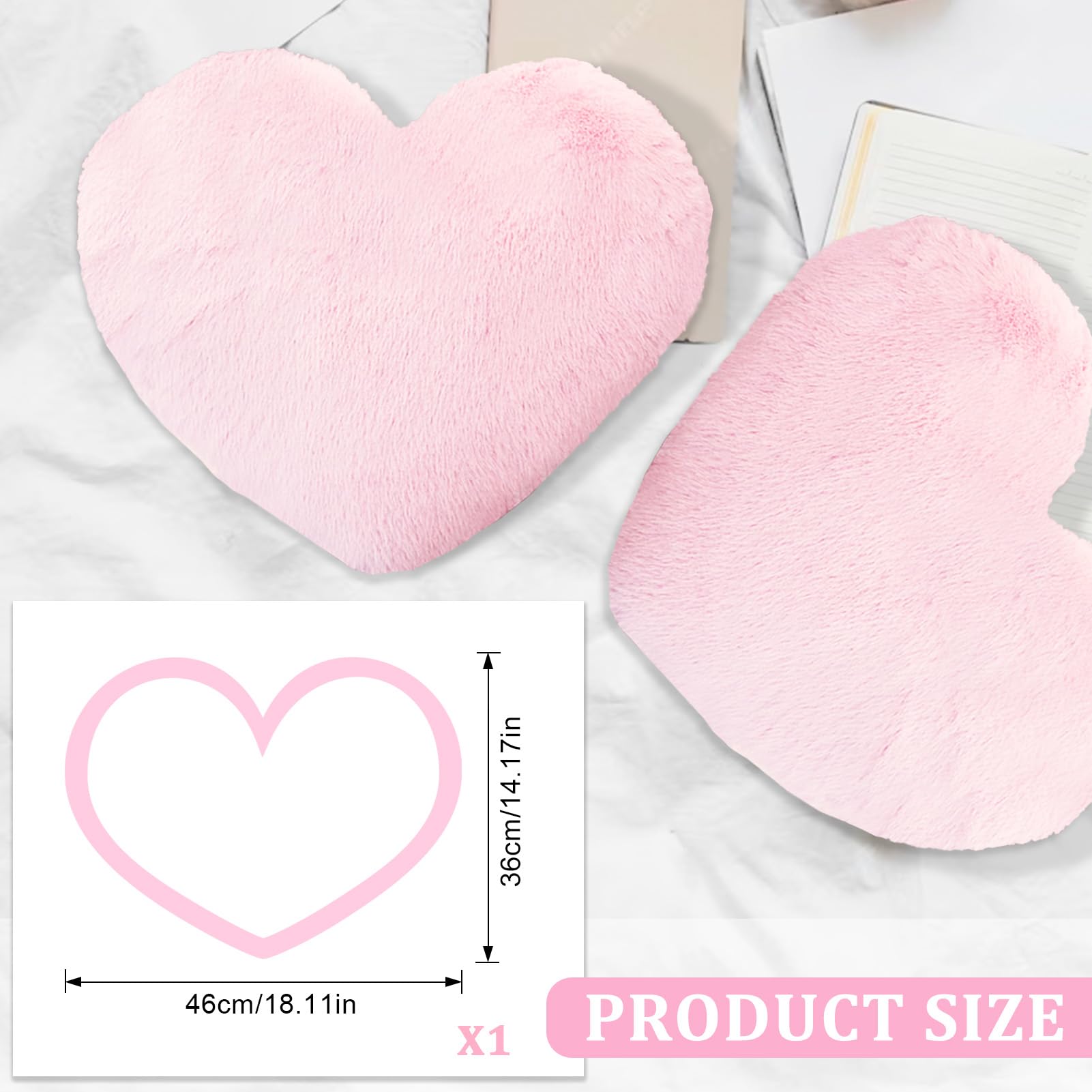 Cuscino A Forma Di Cuore Rosa 46x36cm - Morbido Decorativo Per Divano E Camera