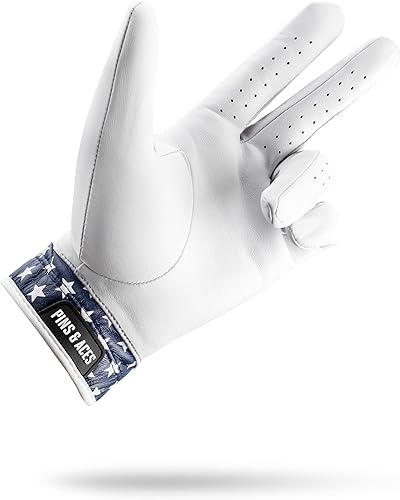 Miniatura 2 de Pins & Aces - Diseño de guantes de golf Stars - Cuero Cabretta AAA de alta calidad, guante de viaje duradero de larga duración para hombres o