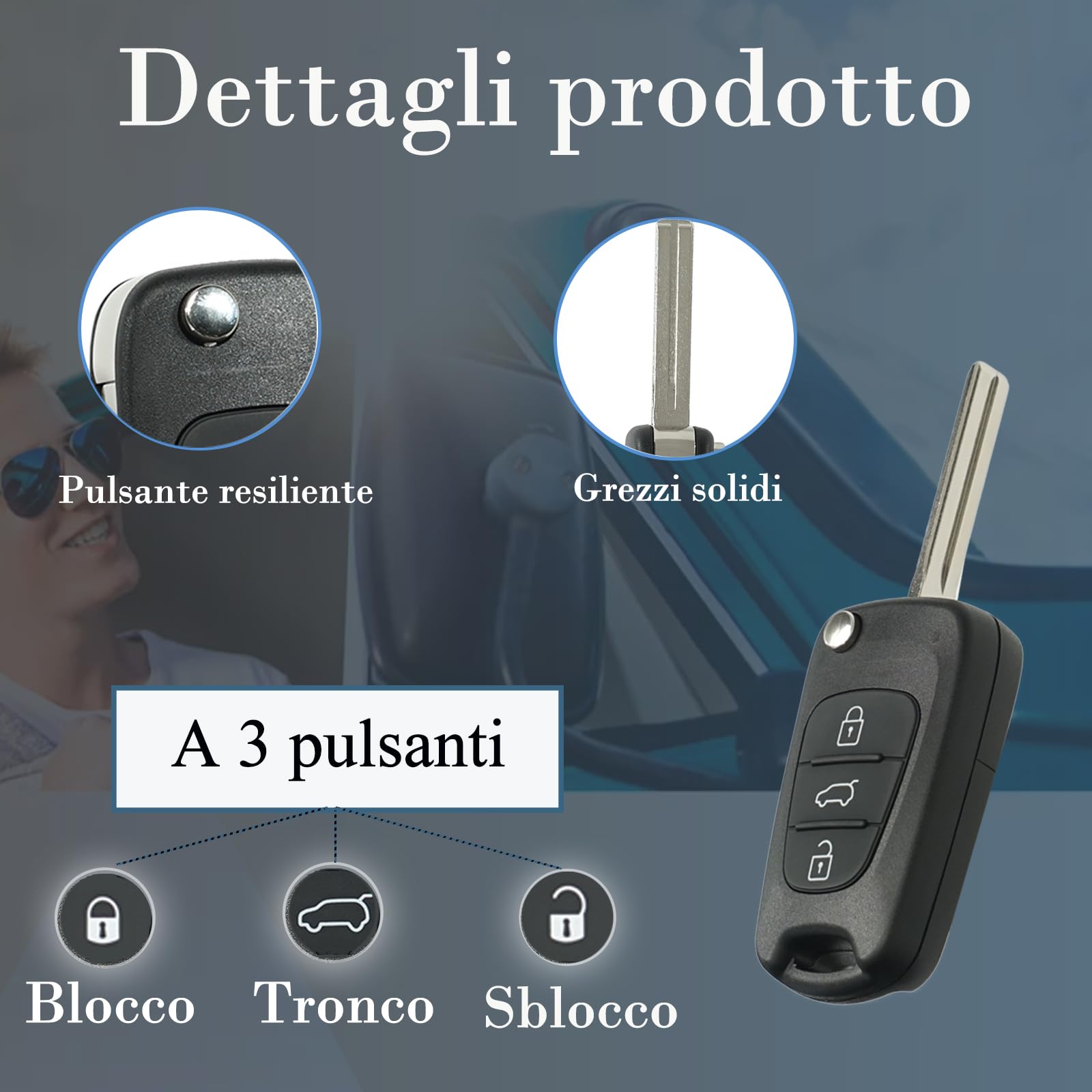 SUPALAND Guscio Chiave di Ricambio a 3 Tasti Per Telecomando Auto Compatibile con Hyundai i10 i20 i30 ix20 ix35 Kia Rio Ceed Sportage Venga Soul Sorento