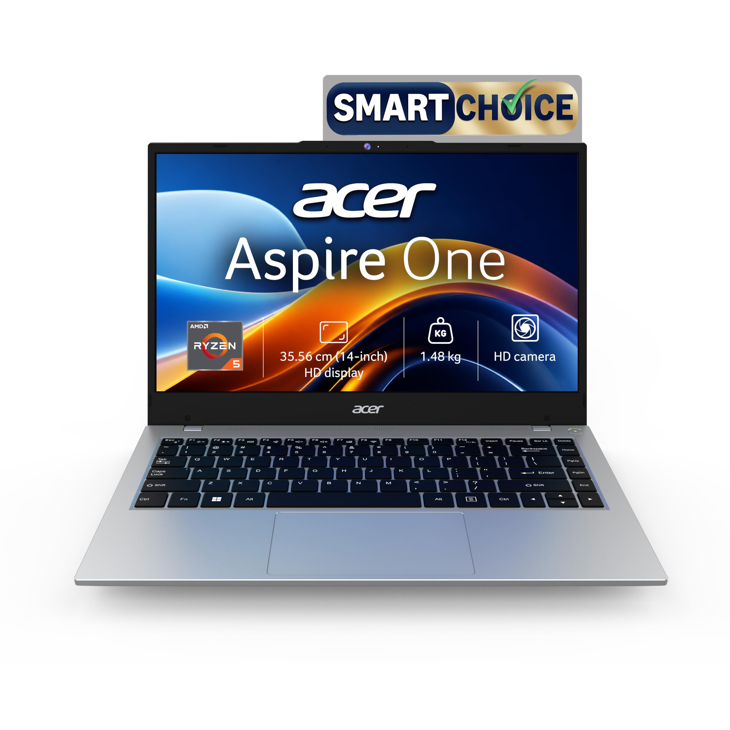 Acer Smartchoice Aspire One, AMD Ryzen 5-40, 8GB LPDDR5 RAM/ 256GB SSD, 14.0"/35.56cm WXGA Display, Win 11 Home, Pure Silver, 1.48KG, A114-43, Thin and Light Laptop-image-15