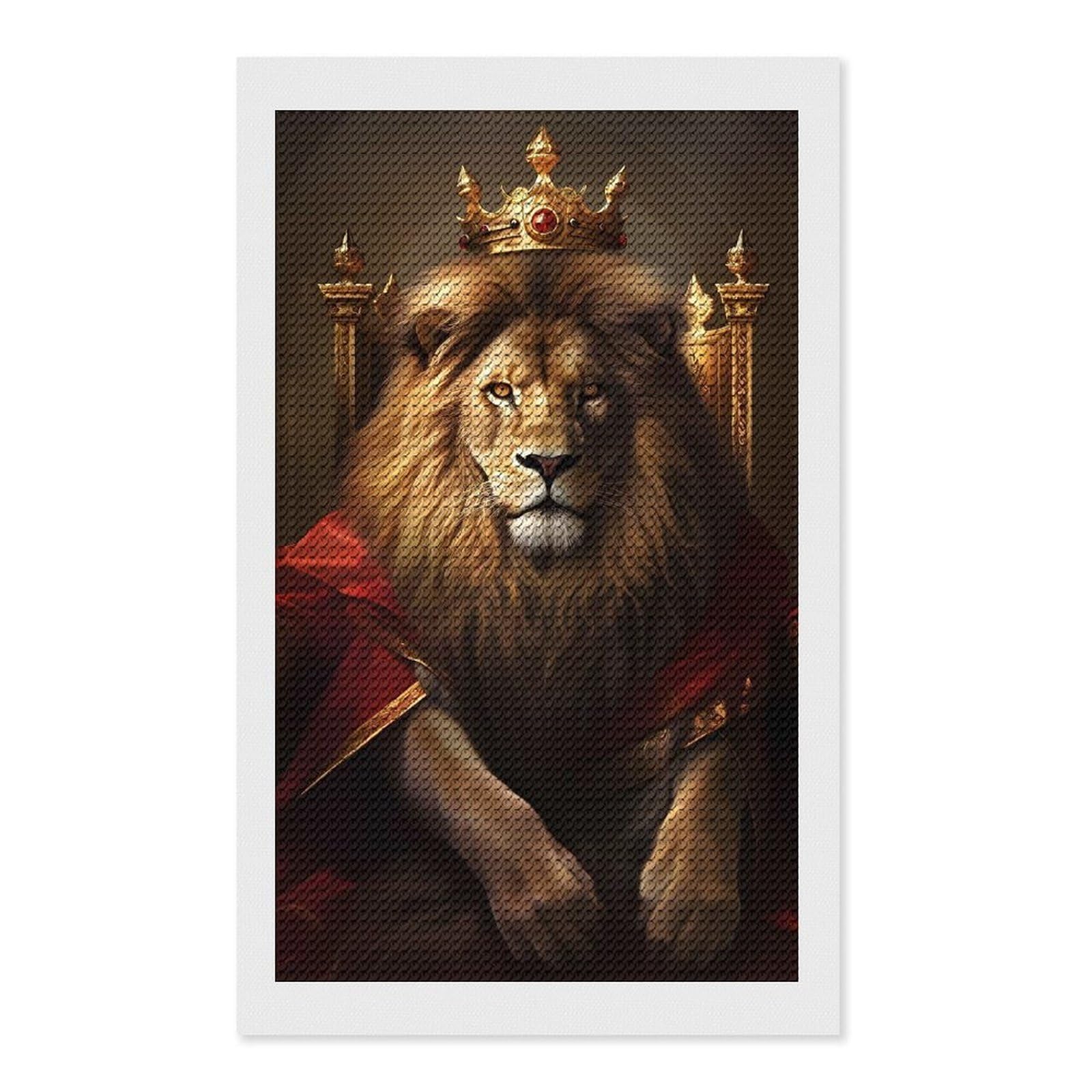 Junmoney Lion King Round Drill Diamond Painting 12"x20", Handmade Wall Decor, Modern Decor, Aesthetic Room Decor, Easy Craft Set