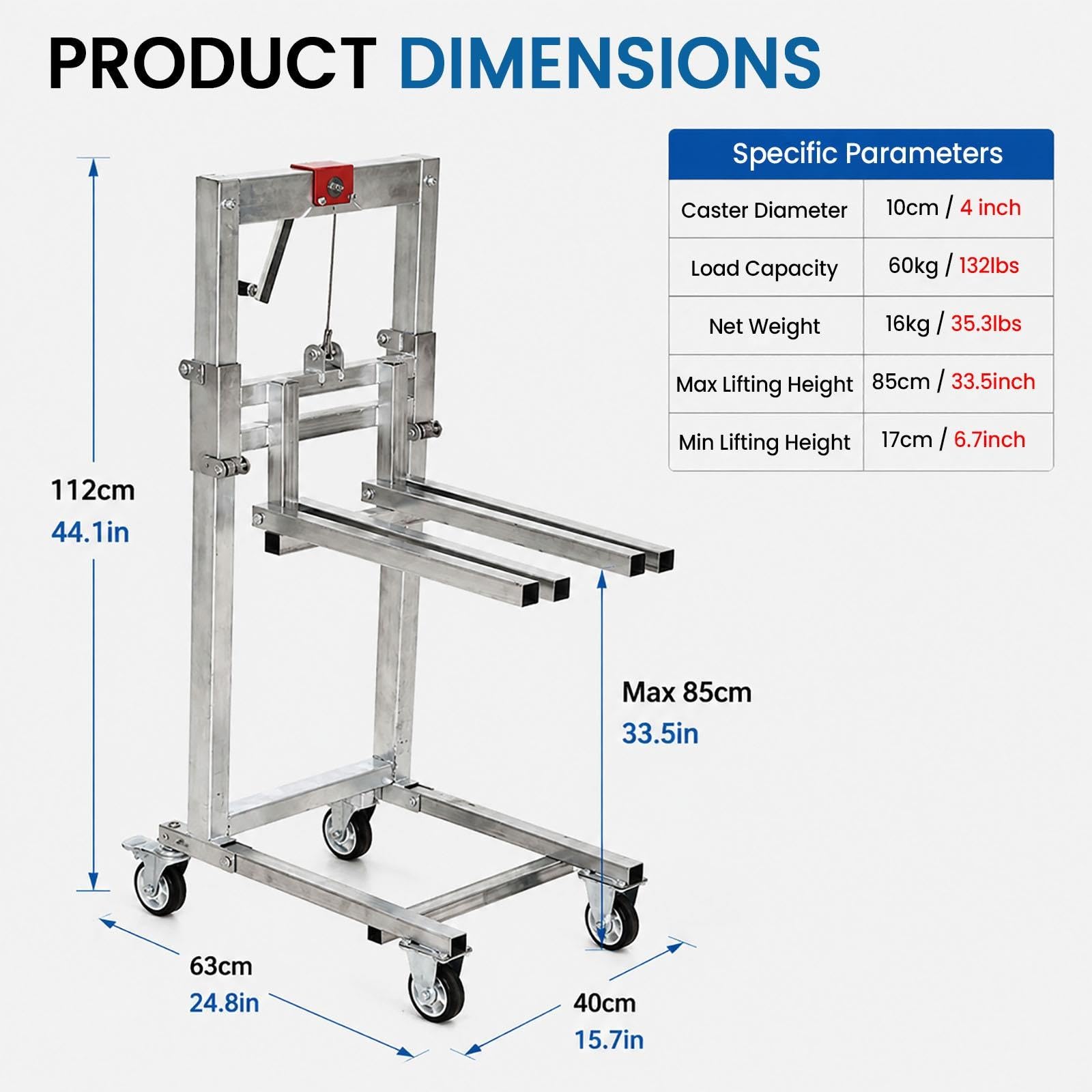 JYHHCYS Magazzino Transpallet Manuale 60kg Carrello Manuale Regolabile