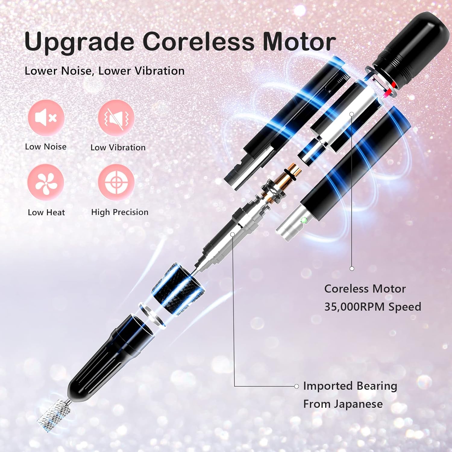 Lavinda UV Nail Lamp 54W, Cordless Gel UV Led Nail Lamp for Gel Nail Polish & 35000RPM Electric Nail File for Acrylic Gel Nails, Cordless Portable Nail Drill