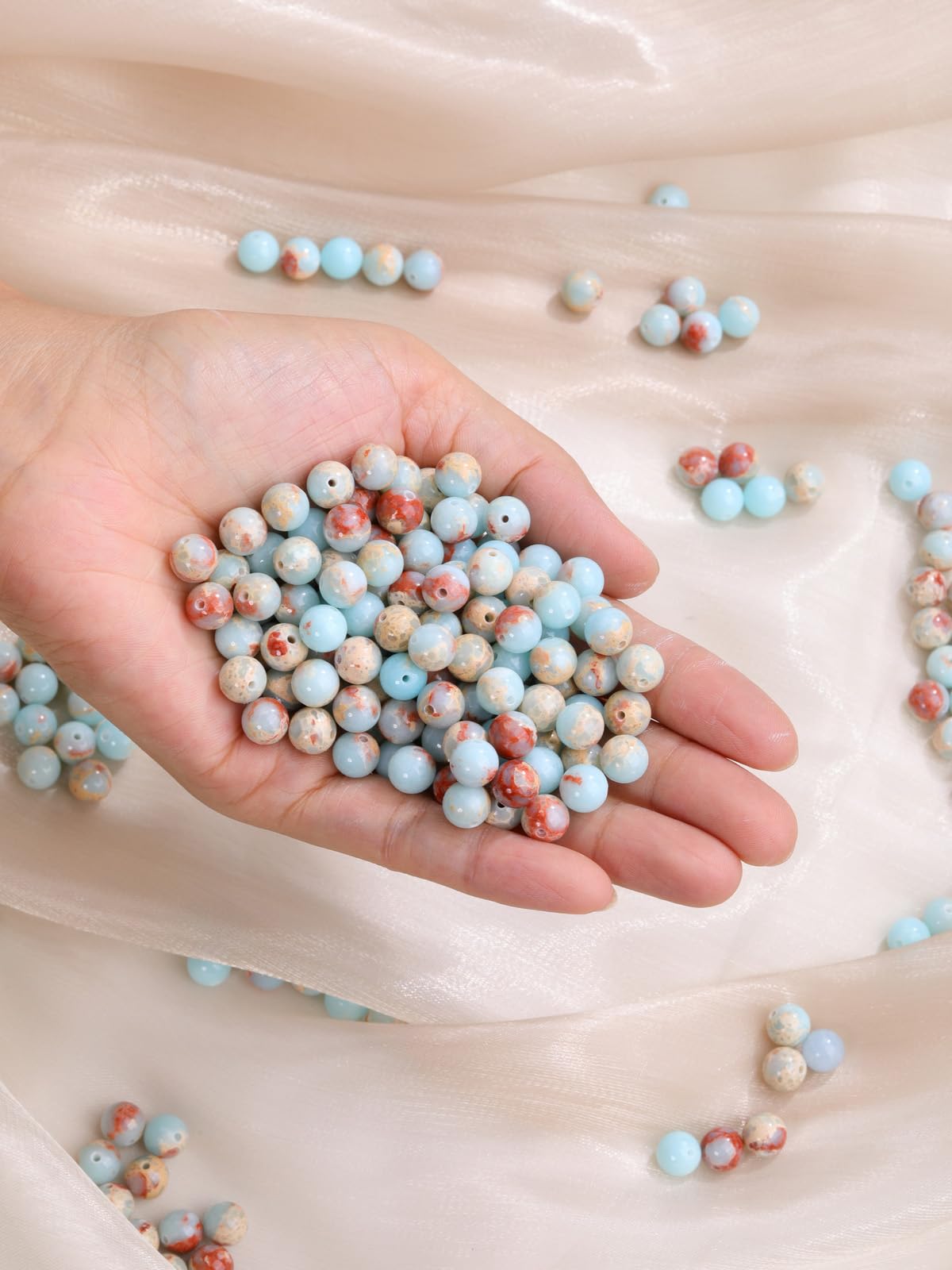 JOVIVI 8mm Blue Imperial Jasper Crystal Beads for Jewellery Making,96Pcs Natural Round Stone Beads for Crafting Loose Gemstone Craft Beads for Jewelry Making Bracelet Necklace DIY - Image 3