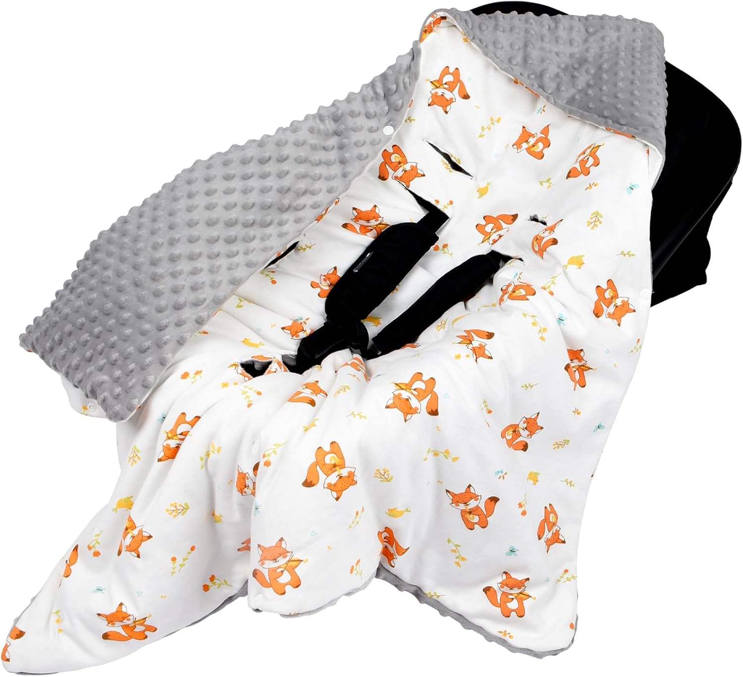 Bebamour Baby Car Seat Blanket Footmuff Universal Baby Blanket for Newborn Baby Swaddle Blanket, Fox