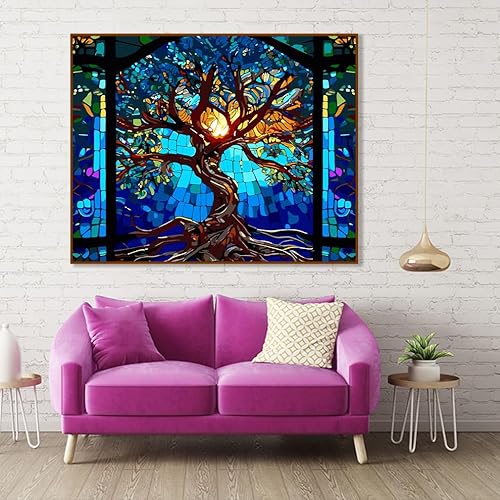 Miniatura 4 de CYNART Pintura por números para adultos, kit de pintura del árbol de la vida por números para adultos, pintura acrílica fácil de dibujar, obras de