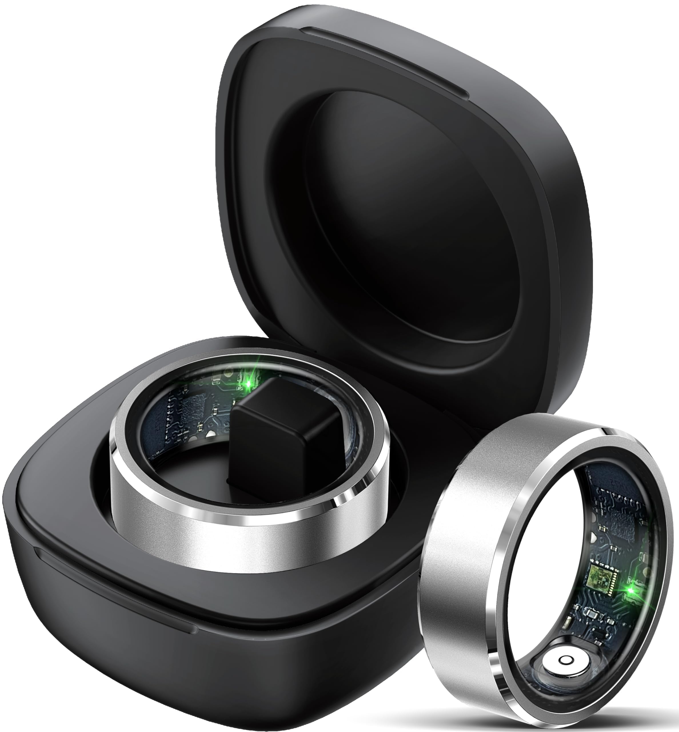 Smart Ring Fitness Tracker Cardiofrequenzimetro Sleep Tracker Controllo TikTok Anelli Fitness Pressione Sanguigna Ossigeno nel sangue Pedometro Contapassi Salute Smart Ring per donne e uomini con