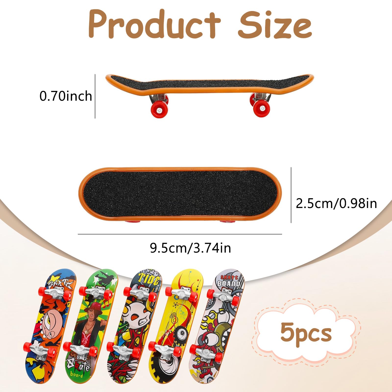 TecoKart® 5 Pcs Fingerboard Skateboard Set - Mini Skateboard Finger Board for Kids, Desktop Decoration Gift - Image 2 thumbnail