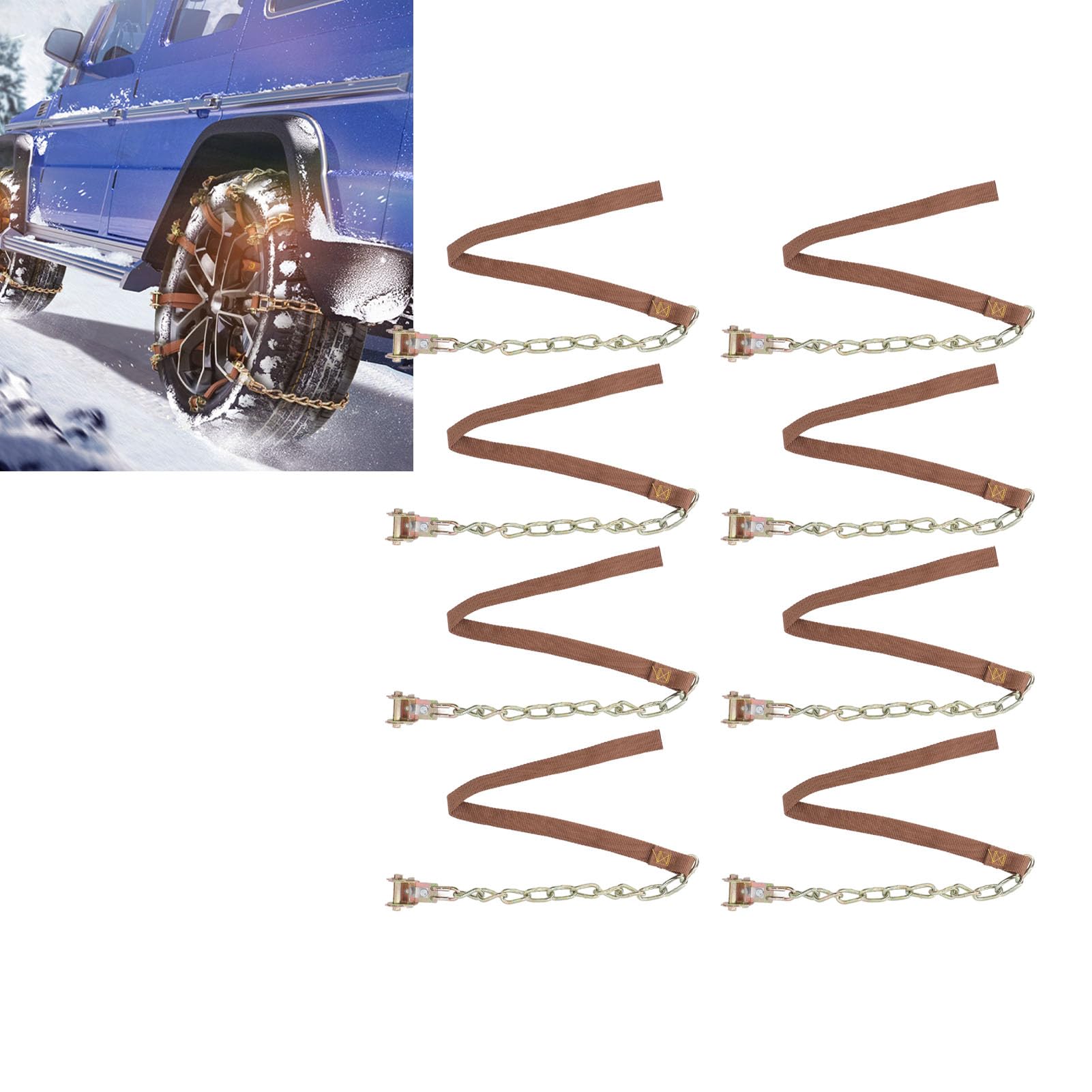 Catene da da 8 Pezzi, Lega di Acciaio Antiscivolo Ispessita Universale per Camioncino SUV per Auto, Larghezza Pneumatico 165-265mm
