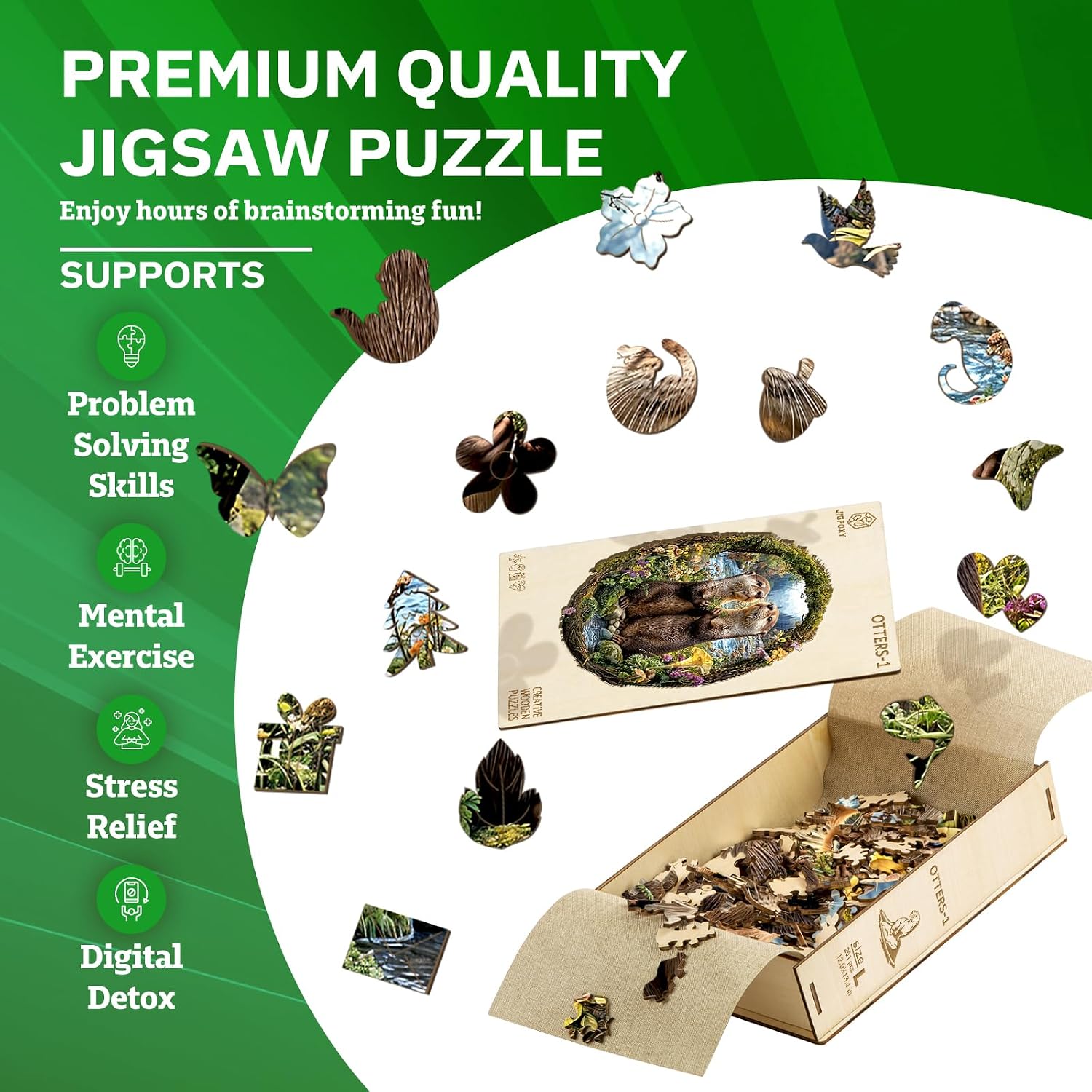 Jigfoxy Wooden Puzzles for Adults, Otter Couple Wood Puzzle for Adults, Unique Animal-Shaped Wooden Jigsaw Puzzle, Valentines Day Gifts for Family and Friends (L-12.9 * 13.4in-261pcs)
