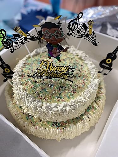 Miniatura 7 de 24 piezas JeVenis Rock Star Cupcake Topper Notas Musicales Cupcake Toppers Guitarra Cake Toppers para fiesta de músicos, baby shower