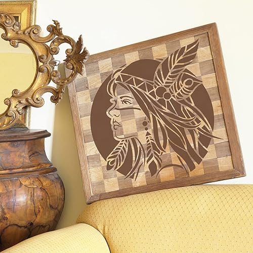 Miniatura 4 de FINGERINSPIRE Plantillas de pintura para mujeres nativas americanas de 11.8 x 11.8 pulgadas, plantillas de plástico para dibujo tribal, manualidades