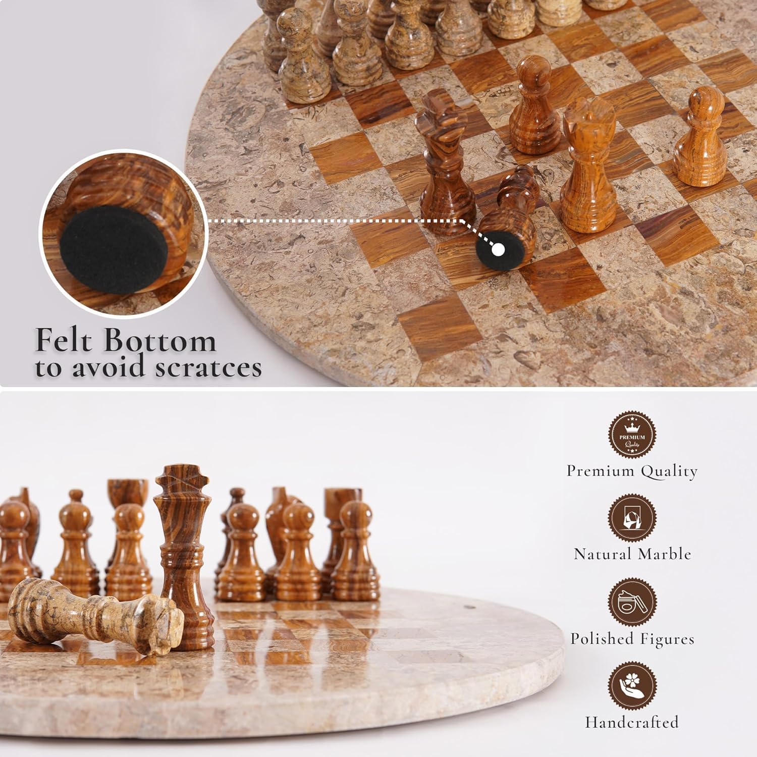 Marble Chess Set for Adults with Complementary Storage Box, 15" Coral & Red Handmade Chess Board Game with 2 Extra Queens, Unique Gift & Home Décor