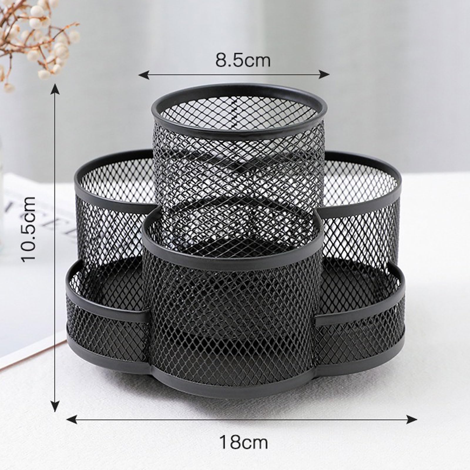 Pen Pencil Holder Desk Organizer Mesh Metal Office Supplies, Black - View #5