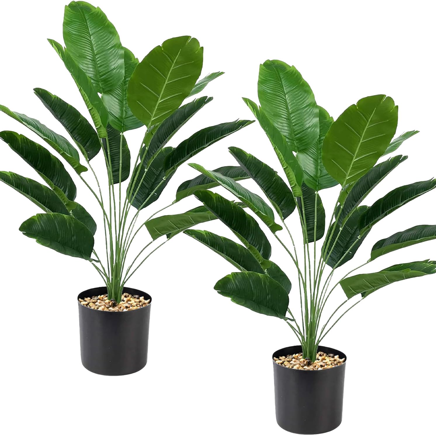 2 Pack Realistic Artificial Plants Outdoor/Indoor with Pot,Tall Fake Plants Room Decor,Large Faux Plants for Outdoors,Palm Trees for Garden Accessories,No Maintenance Required(Large Banana)