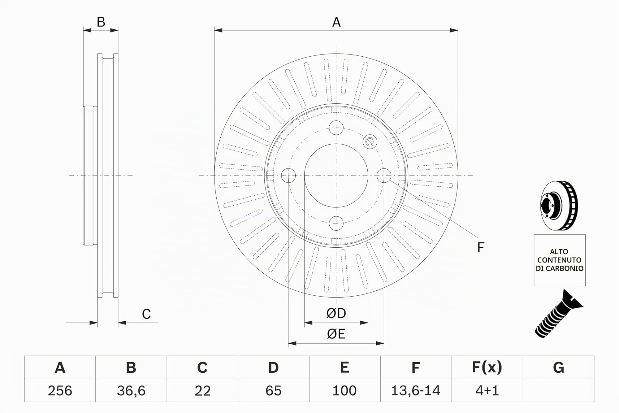BOSCH Set Dischi Freno BD1606 - Dischi Freno Solidi di 256mm - Asse Anteriore - Conformi al regolamento ECE-R90 - Lunga Durata, Anticorrosione Avanzata - 2 Dischi